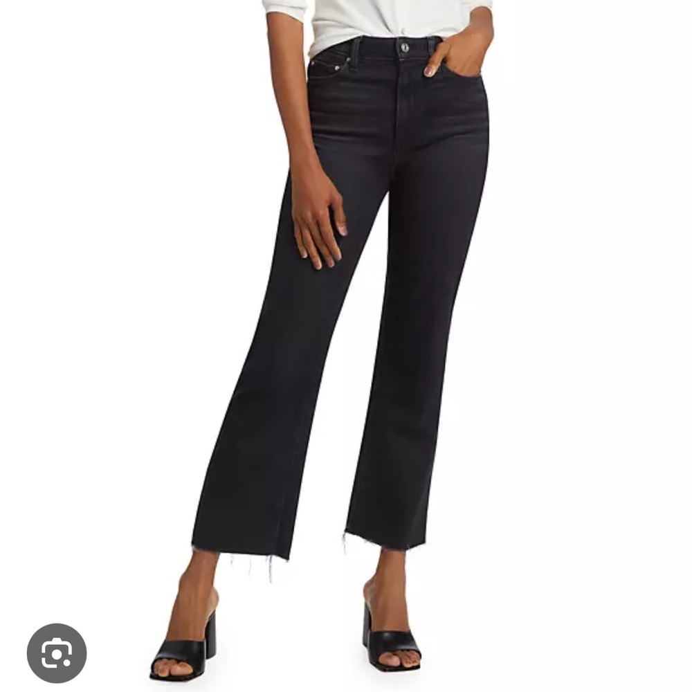 Paige Claudine kickflare black jeans with raw hem